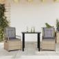 Preview: ARDEBO.de - 3-tlg. Garten-Essgruppe mit Kissen Beige Poly Rattan