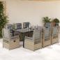 Preview: ARDEBO.de - 9-tlg. Garten-Essgruppe mit Kissen Beige Poly Rattan