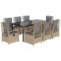 Preview: 9-tlg. Garten-Essgruppe mit Kissen Beige Poly Rattan