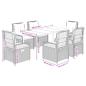 Preview: 7-tlg. Garten-Essgruppe mit Kissen Hellgrau Poly Rattan