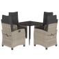 Preview: 5-tlg. Garten-Essgruppe mit Kissen Hellgrau Poly Rattan