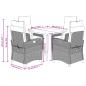 Preview: 5-tlg. Garten-Essgruppe mit Kissen Hellgrau Poly Rattan