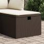 Preview: ARDEBO.de - Gartenhocker mit Kissen Braun 55x55x37 cm Poly Rattan