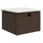 Preview: Gartenhocker mit Kissen Braun 55x55x37 cm Poly Rattan