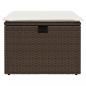 Preview: Gartenhocker mit Kissen Braun 55x55x37 cm Poly Rattan