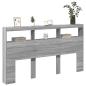 Preview: LED-Kopfteil mit Ablage Grau Sonoma 180x17x102 cm