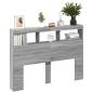 Preview: LED-Kopfteil mit Ablage Grau Sonoma 140x17x102 cm
