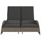 Preview: Sonnenliege mit Auflagen Grau 114x205x73 cm Poly Rattan