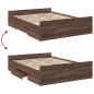 Preview: Bettgestell mit Schubladen Braun Eichen-Optik 135x190 cm