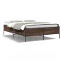 Preview: ARDEBO.de - Bettgestell Braun Eichen-Optik 135x190 cm Holzwerkstoff Metall