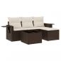 Preview: 4-tlg. Garten-Sofagarnitur mit Kissen Braun Poly Rattan