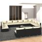 Preview: ARDEBO.de - 13-tlg. Garten-Lounge-Set mit Kissen Schwarz Poly Rattan