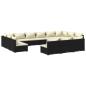 Preview: 13-tlg. Garten-Lounge-Set mit Kissen Schwarz Poly Rattan