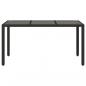 Preview: Gartentisch mit Glasplatte Schwarz 150x90x75 cm Poly Rattan