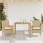 Preview: ARDEBO.de - 3-tlg. Garten-Essgruppe mit Kissen Beige Poly Rattan Akazie