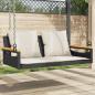Preview: ARDEBO.de - Hängebank mit Kissen Schwarz 109x62x40 cm Poly Rattan