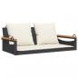 Preview: Hängebank mit Kissen Schwarz 109x62x40 cm Poly Rattan