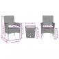 Preview: 3-tlg. Bistro-Set mit Kissen Grau Poly Rattan und Glas