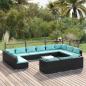Preview: ARDEBO.de - 14-tlg. Garten-Lounge-Set mit Kissen Schwarz Poly Rattan