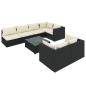 Preview: 8-tlg. Garten-Lounge-Set mit Kissen Schwarz Poly Rattan