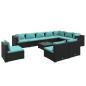 Preview: 11-tlg. Garten-Lounge-Set mit Kissen Poly Rattan Schwarz