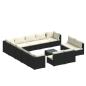 Preview: 14-tlg. Garten-Lounge-Set mit Kissen Schwarz Poly Rattan