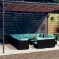 Preview: ARDEBO.de - 14-tlg. Garten-Lounge-Set mit Kissen Schwarz Poly Rattan