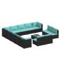 Preview: 14-tlg. Garten-Lounge-Set mit Kissen Schwarz Poly Rattan