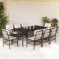 Preview: ARDEBO.de - 9-tlg. Garten-Essgruppe mit Kissen Braun Poly Rattan