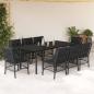 Preview: ARDEBO.de - 9-tlg. Garten-Essgruppe mit Kissen Schwarz Poly Rattan