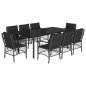 Preview: 9-tlg. Garten-Essgruppe mit Kissen Schwarz Poly Rattan