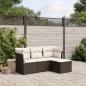 Preview: ARDEBO.de - 4-tlg. Garten-Sofagarnitur mit Kissen Braun Poly Rattan