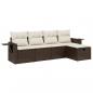 Preview: 5-tlg. Garten-Sofagarnitur mit Kissen Braun Poly Rattan