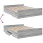 Preview: Bettgestell mit Schubladen Grau Sonoma 140x200 cm Holzwerkstoff