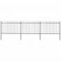 Preview: ARDEBO.de - Gartenzaun mit Speerspitzen Stahl 5,1 x 1,2 m Schwarz