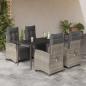 Preview: ARDEBO.de - 5-tlg. Garten-Essgruppe mit Kissen Hellgrau Poly Rattan