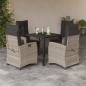 Preview: ARDEBO.de - 5-tlg. Garten-Essgruppe mit Kissen Hellgrau Poly Rattan