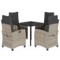 Preview: 5-tlg. Garten-Essgruppe mit Kissen Hellgrau Poly Rattan