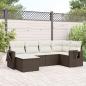 Preview: ARDEBO.de - 6-tlg. Garten-Sofagarnitur mit Kissen Braun Poly Rattan