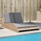 Preview: ARDEBO.de - Sonnenliege mit Auflagen Beige 114x205x73 cm Poly Rattan