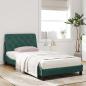 Preview: Bett mit Matratze Dunkelgrün 100x200 cm Samt