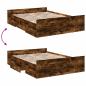 Preview: Bettgestell mit Schubladen Räuchereiche 135x190cm Holzwerkstoff