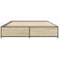 Preview: Bettgestell Sonoma-Eiche 150x200 cm Holzwerkstoff und Metall