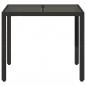 Preview: Gartentisch mit Glasplatte Schwarz 90x90x75 cm Poly Rattan