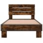 Preview: Bettgestell Räuchereiche 90x190 cm Holzwerkstoff und Metall