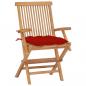 Preview: Gartenstühle mit Roten Kissen 2 Stk. Massivholz Teak