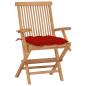 Preview: Gartenstühle mit Roten Kissen 2 Stk. Massivholz Teak