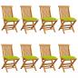 Preview: ARDEBO.de - Gartenstühle mit Hellgrünen Kissen 8 Stk. Massivholz Teak 