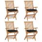Preview: ARDEBO.de - Gartenstühle mit Schwarzen Kissen 4 Stk. Massivholz Teak