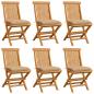 Preview: ARDEBO.de - Gartenstühle mit Beige Kissen 6 Stk. Massivholz Teak 